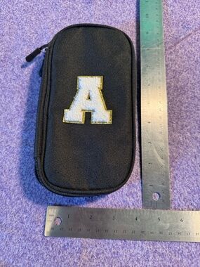 Black Zip Pouch with White 'A' Patch